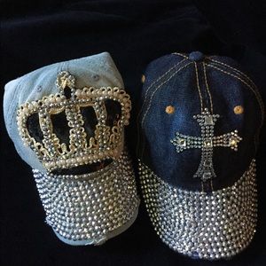 Bundle of Bling Cross Distressed Ball Cap